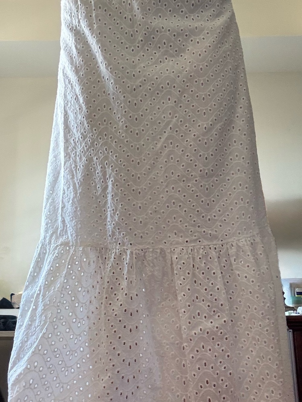 European White Eyelet Tiered Midi Skirt by Sinsay